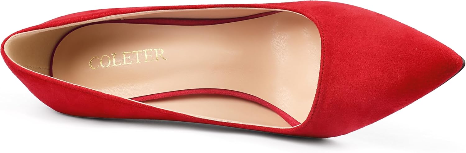 COLETER Women's 4 Inch Pumps Pointy Toe Wedding Dress Shoes Slip on Stiletto Pumps - Image 5