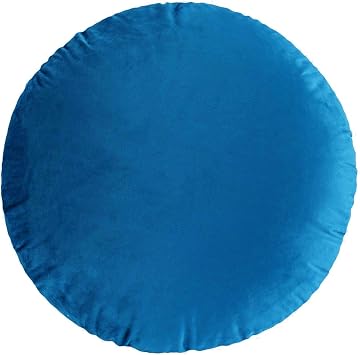 Blue Round Throw Pillow 18" Soft Velvet Couch Pillow Home Decoration Round Sofa Cushion Floor Throw Pillows for Living Room Bedroom Office Farmhouse
