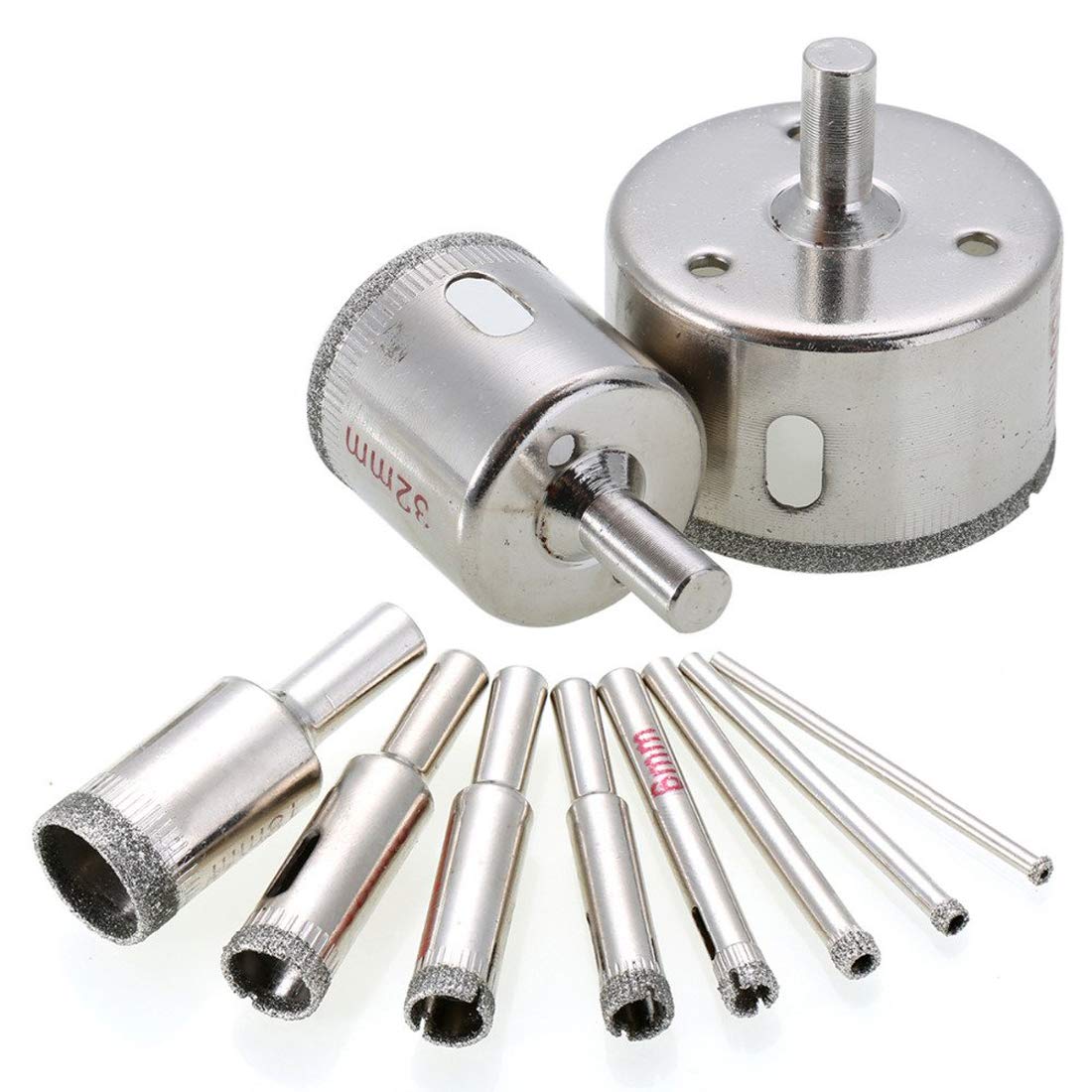 10 Pcs Diamond Hole Saw Marble Drill Bit Set 3-50mm for Glass Ceramic Tile Drilling Tools By Mr. DIY Crafts