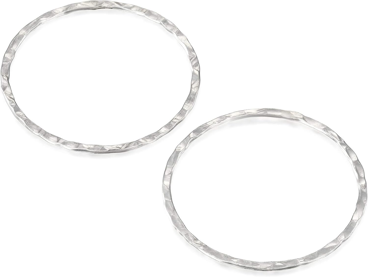 Hand Hammered 925 Sterling Silver 30 mm Hand Hammered Hoops Rings or Circles Jewelry Findings for Your DIY Earrings Necklaces & Bracelets Creations, 4 Pcs