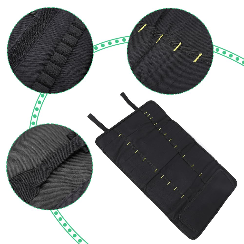 Bolsa para Cuchillos de Chef，35,5 * 57 cm con 20 Ranuras Protectores de Rollo de Almacenamiento de Cubiertos Portátiles Multifuncionales para el Hogar Cocina Viajes y Campamentos Sostiene