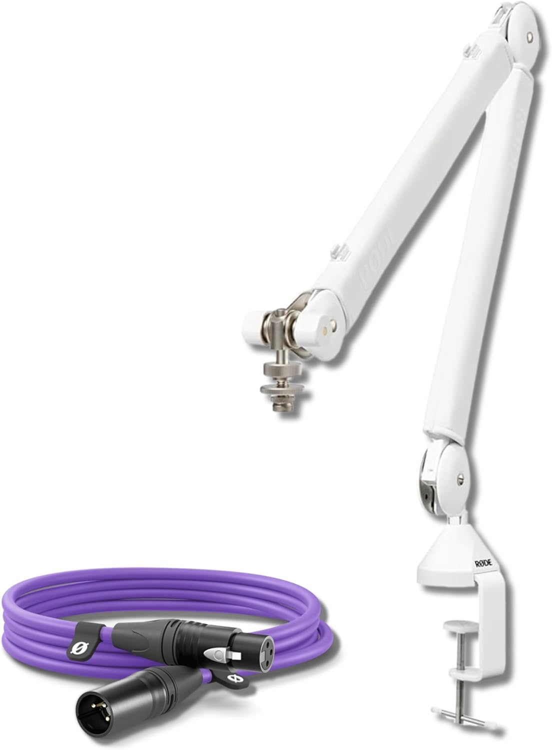 Rode PSA1+ Professional Studio Boom Arm (White) with Rode Premium XLR Cable (10', Purple)