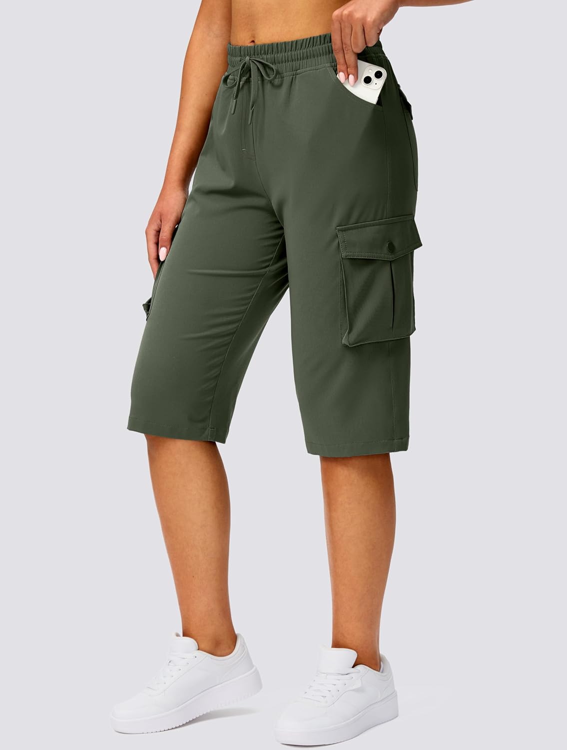 Viodia 15" Long Shorts for Women Hiking Cargo Bermuda Shorts Lightweight Knee Length Capris for Summer Travel Fishing - Image 2