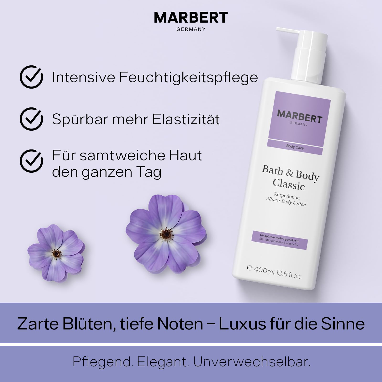 Marbert Bath & Body Classic Körperlotion 6 x 400 ml – Feuchtigkeitspflege mit blumigem Chypre-Duft – Für spürbar glatte & samtweiche Haut
