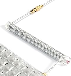 MAMBASNAKE Custom Spiral Tastaturkabel und Aviator Cable Winder Set – Aviator Cable Fixed Rod Acrylic Gewichtsstange + Spiral USB-C-Kabel mit Abnehmbar Luftfahrtstecker von Gaming-Tastaturen - Klar