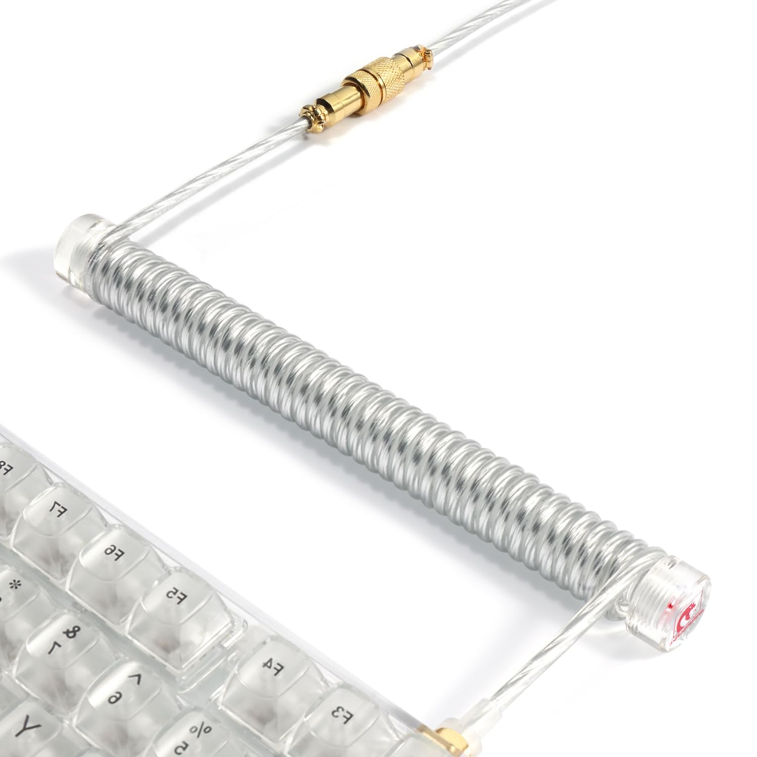 MAMBASNAKE Custom Spiral Tastaturkabel und Aviator Cable Winder Set – Aviator Cable Fixed Rod Acrylic Gewichtsstange + Spiral USB-C-Kabel mit Abnehmbar Luftfahrtstecker von Gaming-Tastaturen - Klar