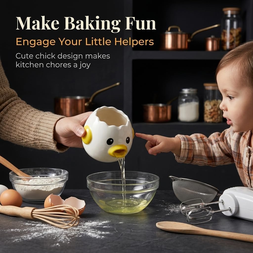 Ceramic Egg Filter Splitter, Funny Vomiting Chick Yolk White Separator