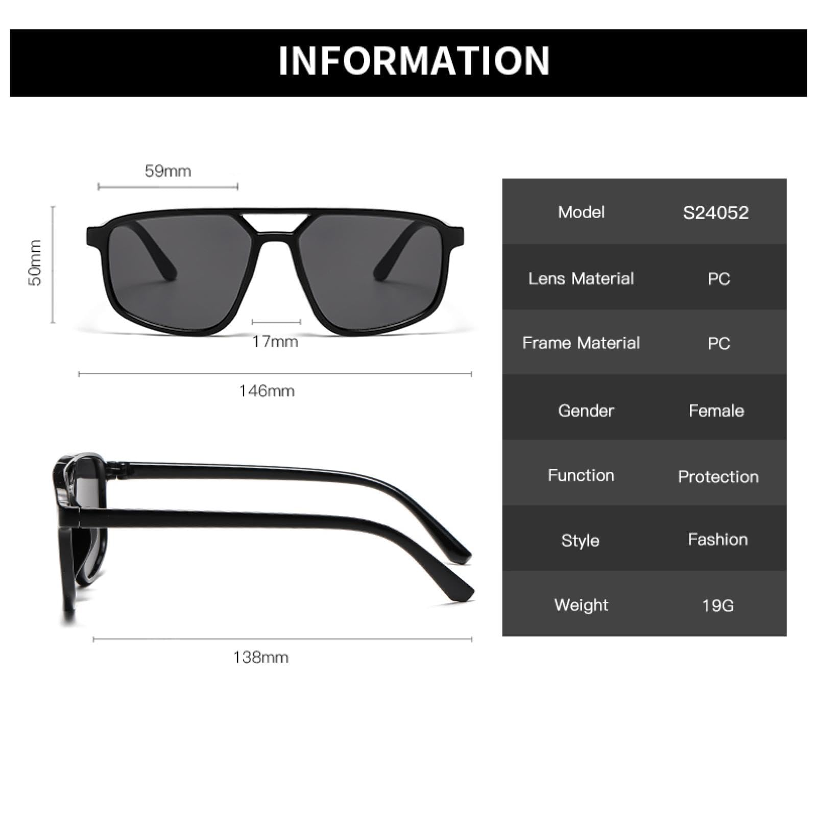 Gafas de sol con protección Uv400 | Marco pequeño doble puente | Mujeres y hombres para deportes al aire libre y conducción