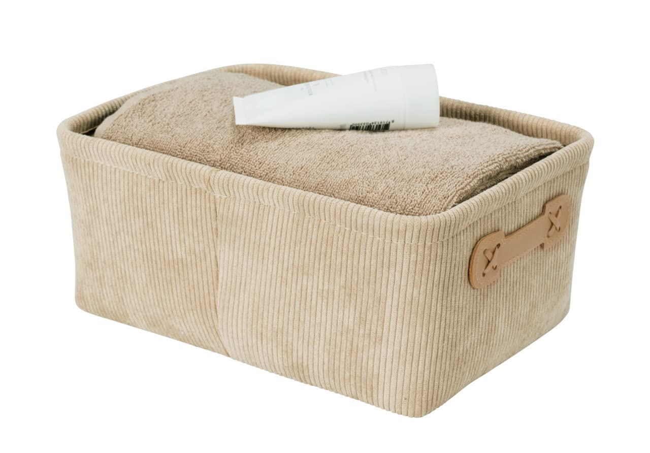 Wenko Cesta Da Bagno Anela Con Coperchio In Morbido Design A Corda 100% Poliestere Con Impugnatura In Pelle Artificiale Per Riporre Strumenti E Accessori Da Bagno, 19 X 10 X 14 Cm, Beige - 3