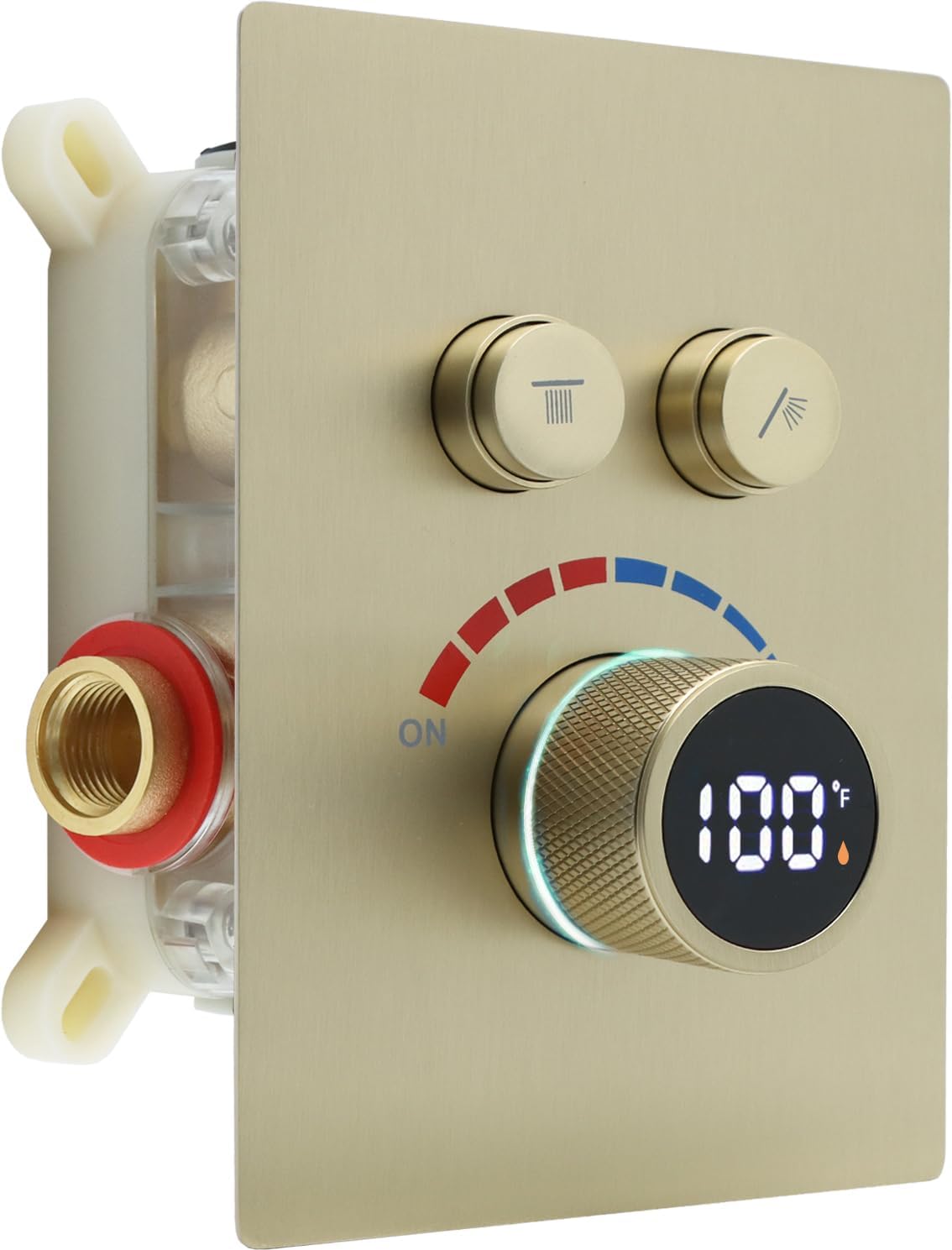 Solid Brass Shower Mixer Valve, Concealed 2 Way Outlet LED Digital ...