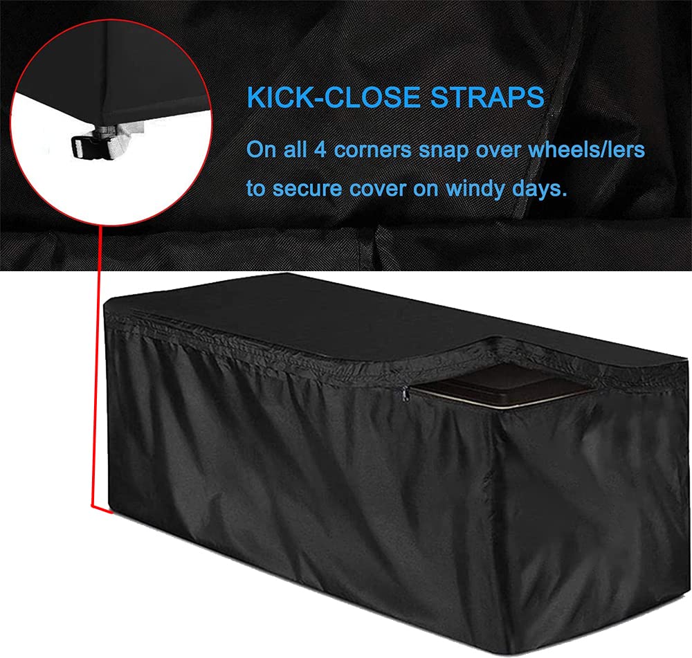 Housse de coffre de terrasse robuste en imperméable pour banc d'extérieur Housse de protection pour meubles de jardin, table ottoman, housse anti-poussière (Taille S : 122 x 61 x 55,9 cm, noir)