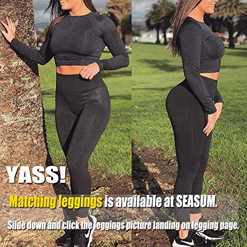 Women's Yoga Gym Crop Top Compression Workout Athletic Long Sleeve Shirt M