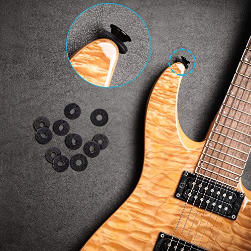 12 Stücke Gitarren Gurt Schlösser Silikon Gurtschlösser Gummi Gitarren Gurt Blöcke Gitarren Schutz (Schwarz)