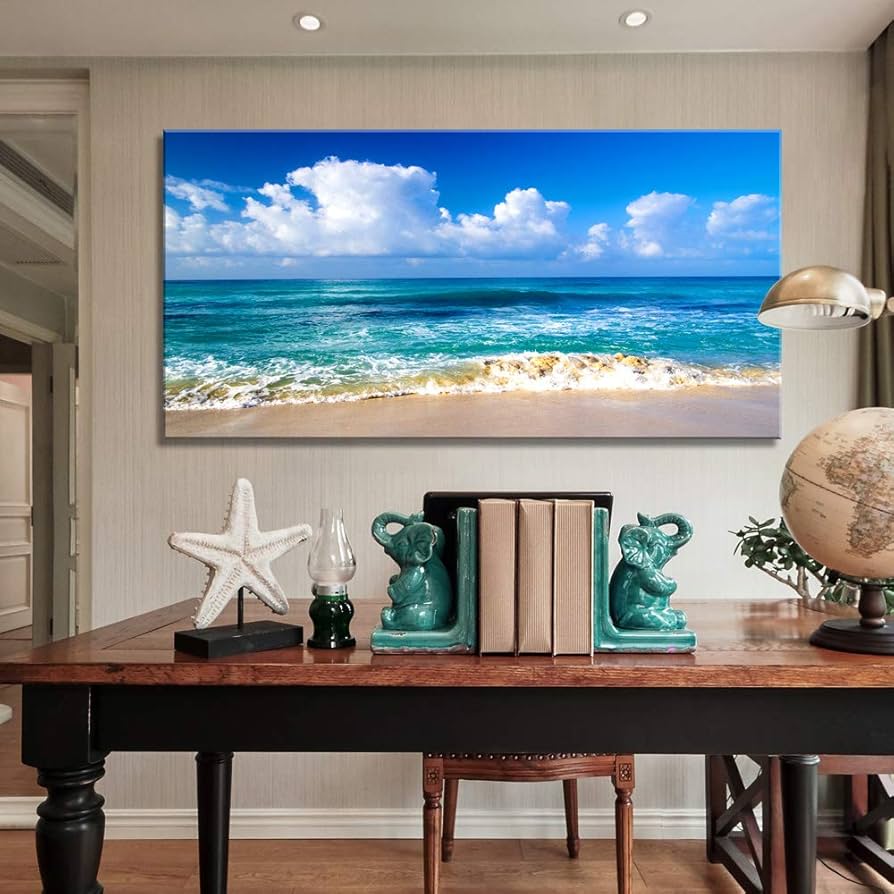 海の風景 キャンバス Amazon.com: Framed Wall Art Beach Décor Ocean Canvas Picture