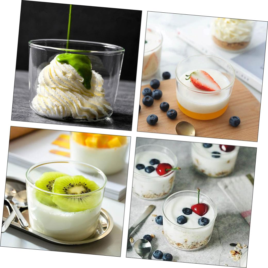 Vasos Redondos de Vidrio de 200ml para Postre, 4 Piezas