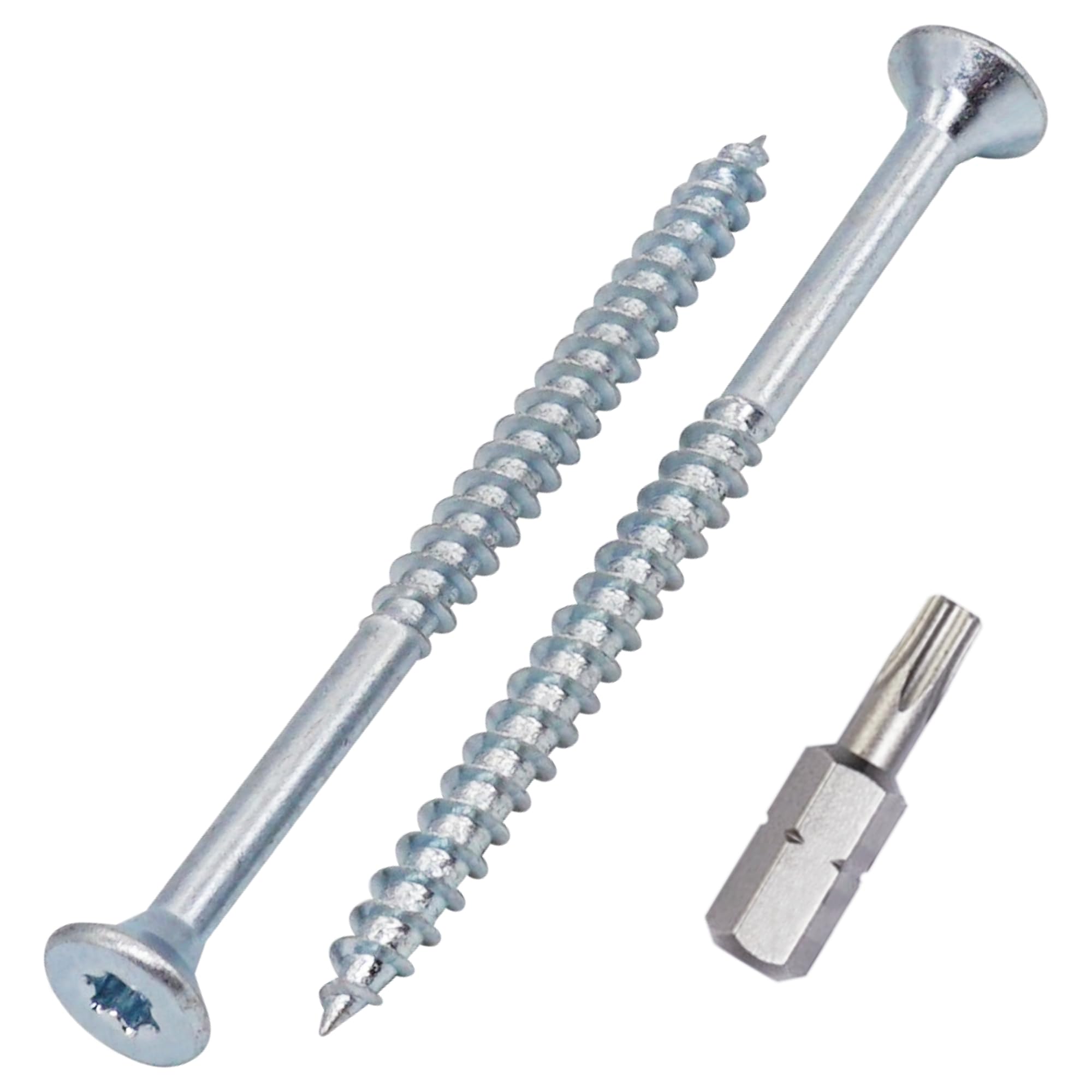 SKIR'CO (20 pcs) Zinc Plated Steel Wood Screws 5.0 x 70 mm, Torx Countersunk Head Screws, Chipboard Screws, Partially Threaded