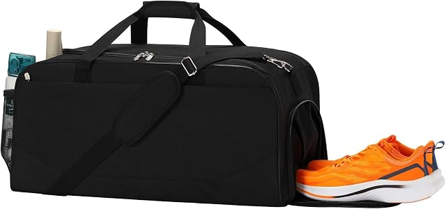 IFARADAY 47L Sac à bandoulière homme pour le voyage, Black-Shoe Compartiment, Grand sac de gym, Manches de bagages, Sac de nuit