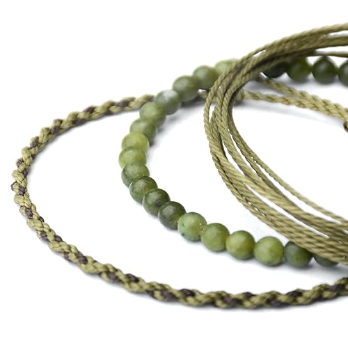 Miniatura 365 de Handmade Natural Stone Beaded Healing Bracelet Gift for Men Adjustable Rope String Bracelet (picasso jasper, Adjustable)