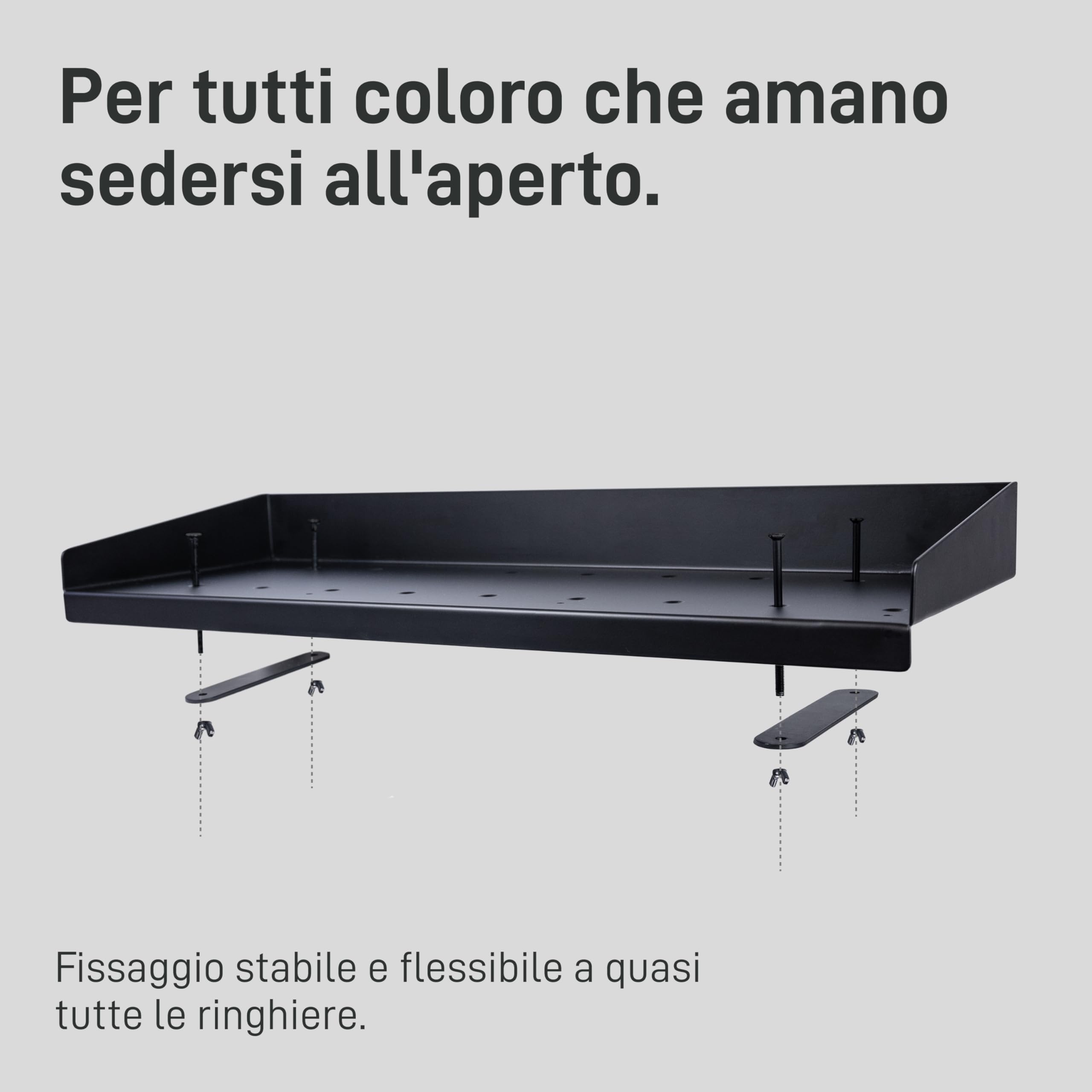 Natural Goods Berlin 1 tavolo da balcone – piccolo tavolo in metallo nero 70 cm – mobili per balcone sottile fioriera ringhiera