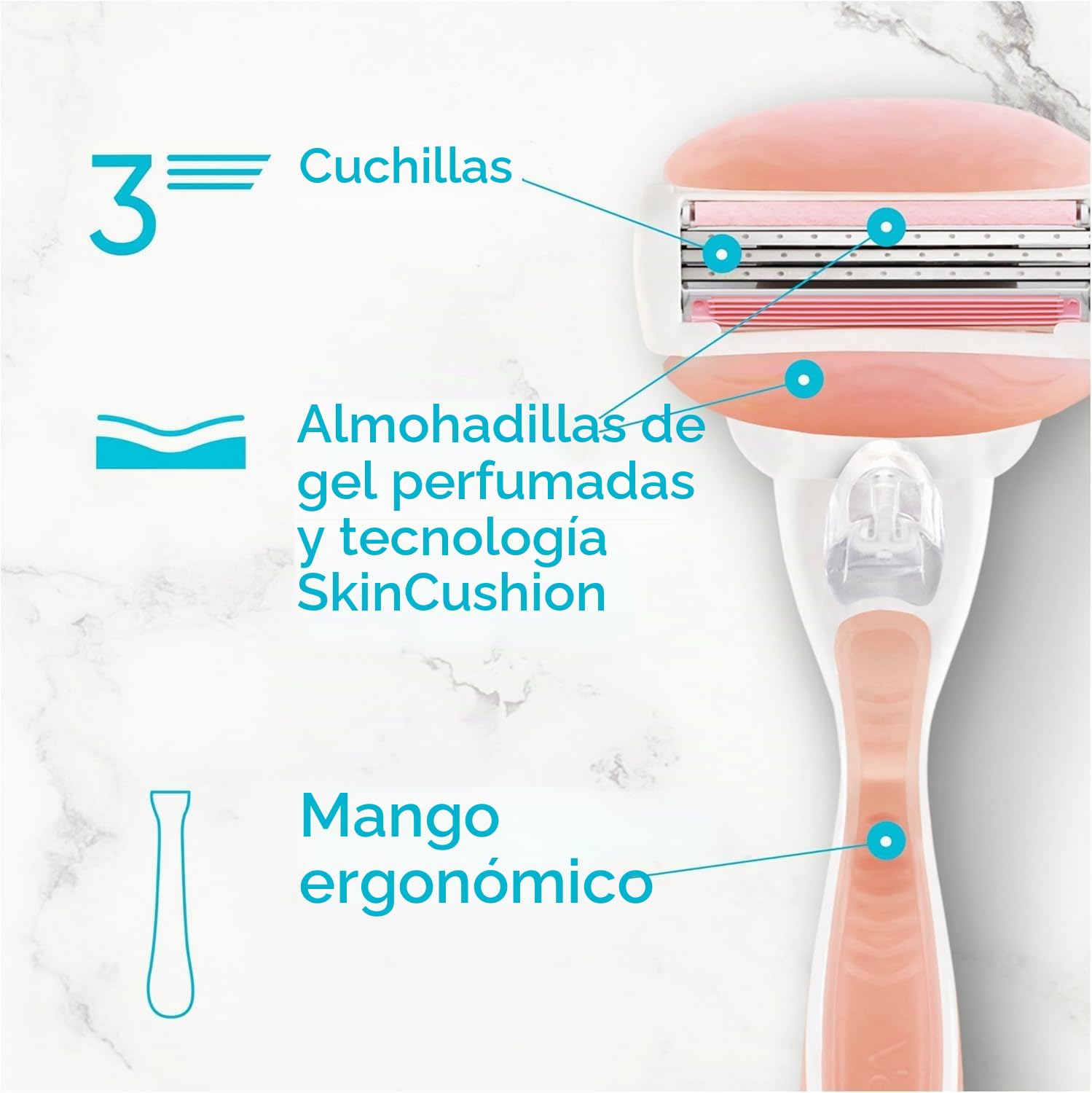 Gillette Venus – Juego de 8 recambios de afeitadora para mujeres ComfortGlide Spa Breeze, autépticas, barras perfumadas, sin necesidad de gel de afeitar, cartuchos de 3 cuchillas diseñados para cuerpo
