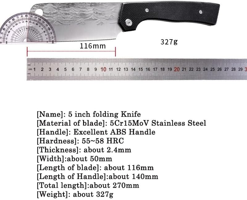 Meat Cleaver,Cleaver Knife 5 Inch Folding Knife Sharp Cleaver Slicing Chef Nakiri Camping Kitchen Knives Cooking Tools Handmade Forged Knives, LAMAJIGA5844