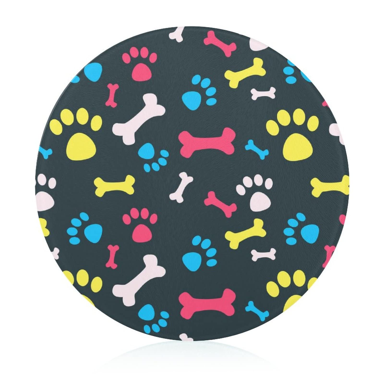 Planche à découper en verre patte de chien plateau décoratif cuisine pour amoureux des animaux
