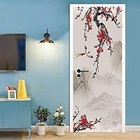 Vista 18 de Adhesivos 3D para puerta, murales para despegar y pegar, diseño de flores, autoadhesivas, removibles, de PVC, impermeable, póster para dormitorio
