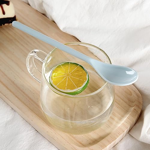 Miniatura 5 de Cuchara larga ZZLZX 5 cucharas de mezcla de mango largo de 7 pulgadas, 5 colores, cucharas de café de plástico coloridas, cuchara agitadora sin BPA,