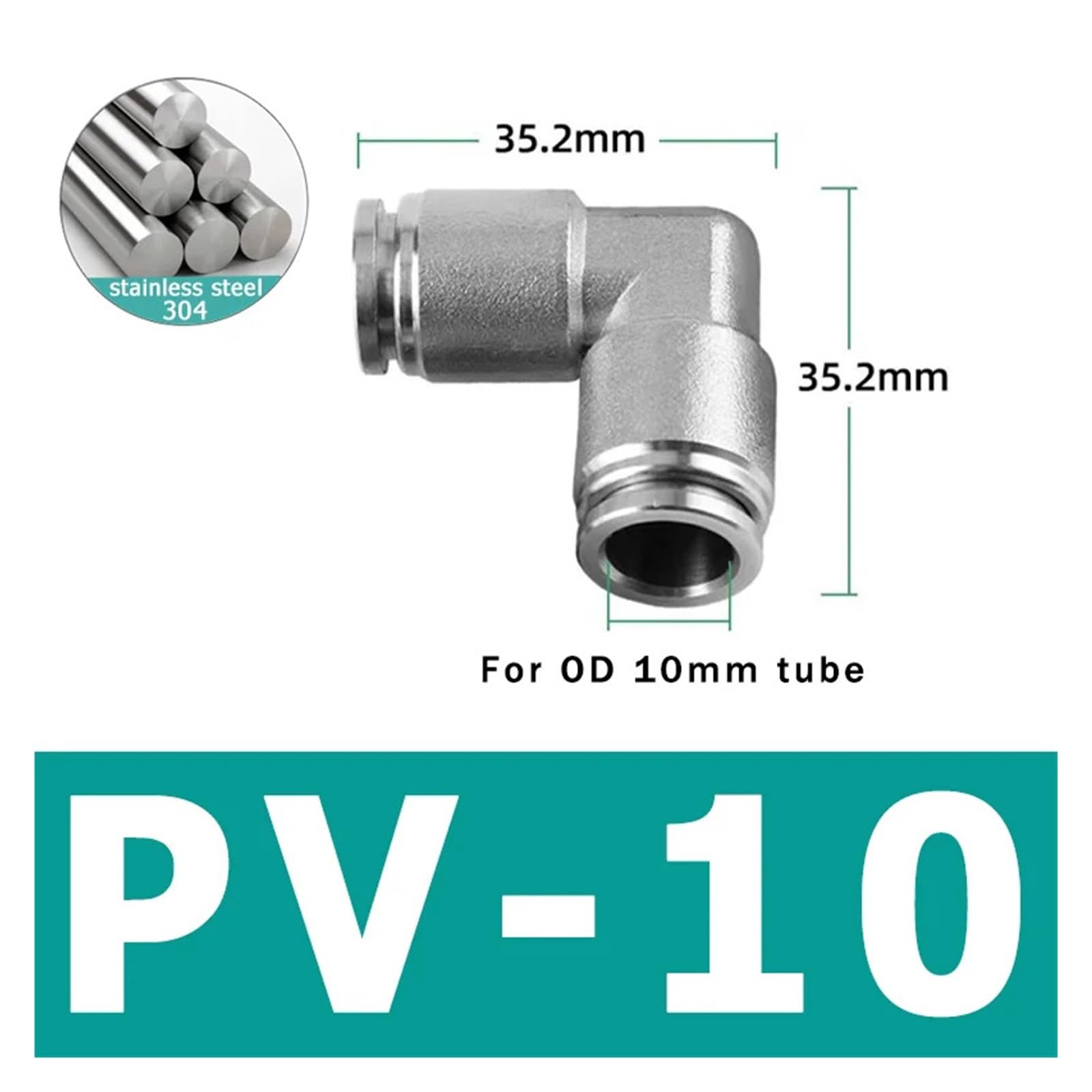10 pz PU PV PE PY 304 Acciaio inossidabile Metallo Pneumatico Attacco rapido 4 6 8 12 Raccordo for tubo aria ad alta pressione(PV-10,10 Pcs)