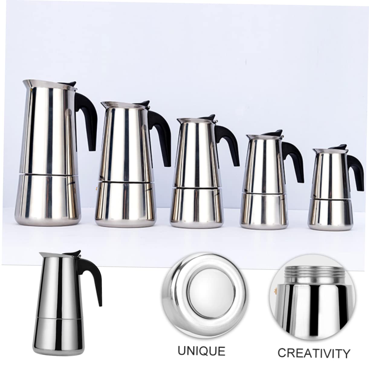 FUNOMOCYA Coffee Pot Portable Espresso Maker Coffee Mixer Electric Stovetop Pot Mocha Coffee Maker Espresso Tamp Stainless Tea Kettle Coffee Mugs Stovetop Coffee Maker Stainless Steel Silver