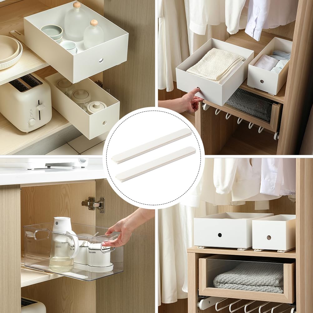 OSALADI Guías Para Cajones Autoadhesivas 10.39X1.18X2.36 Pulgadas Rieles Blancos Para Muebles Armarios Gabinetes Instalación Fácil 12 Unidades Con 24 Pegatinas