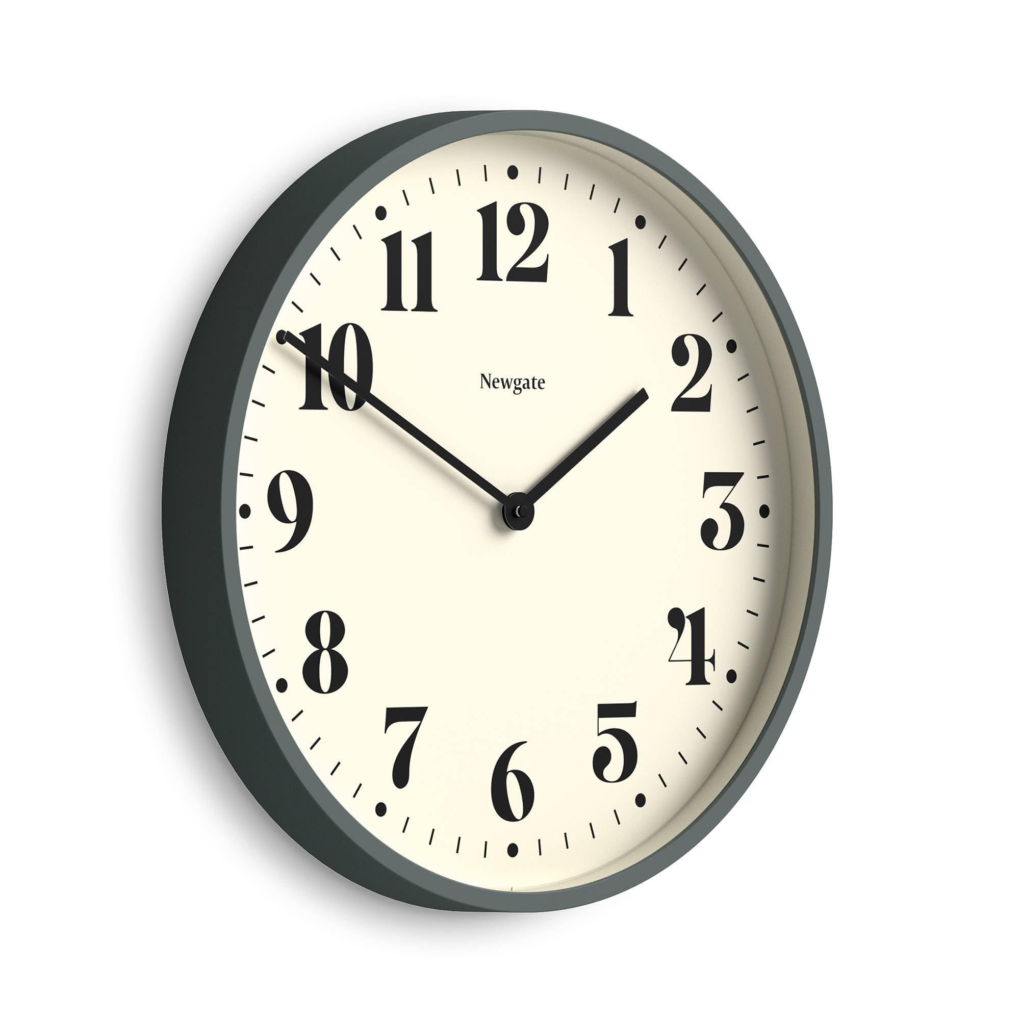 NEWGATE® Number Two Theatre wall clock | Large modern classic round clock | 45cm | Asparagus green | Classic numbers | Ideal for kitchen, living room or office