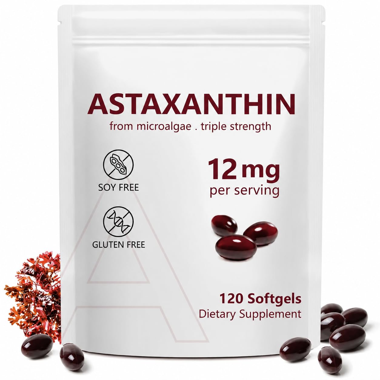 Astaxanthin 12mg, 120 Softgels, 4 Month Supply, Premium Astaxanthin Antioxidant Supplements with Antioxidant Activity, Supports Eye, Immune, Joint, Skin Health, Internal Circulation