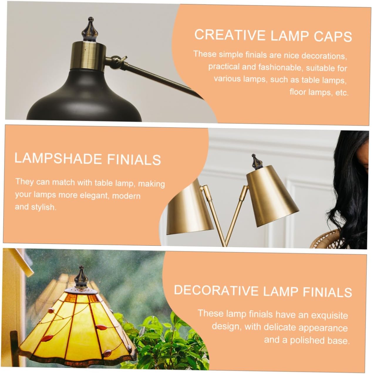 ARTIBETTER 4pcs Chic Light Knob Finials for Table and Floor Lamps Inner Thread Lamp Decorations Stylish Antique Design for Chandeliers and DIY Lighting