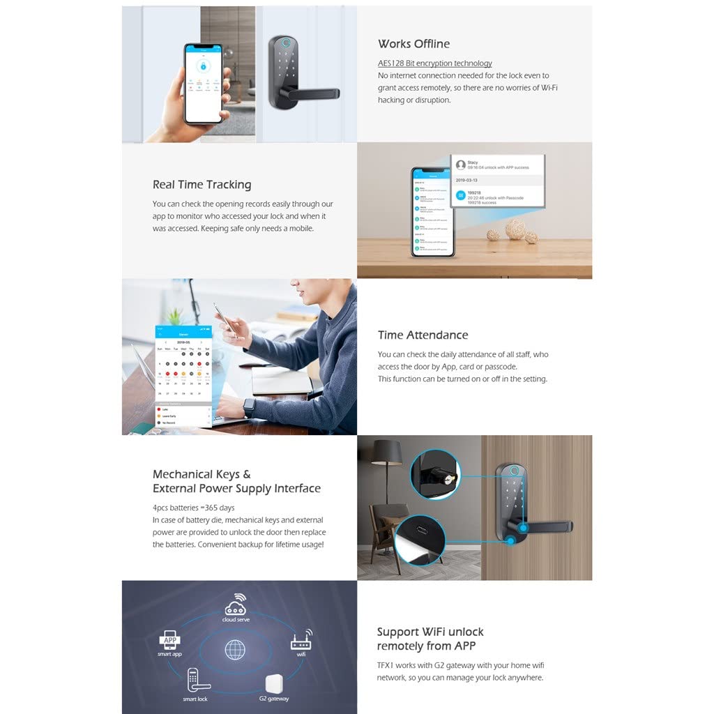 Smart Electronic Lock Fingerprint Lock Port Sicurezza Blocco Intelligente Blocco della Porta biometrica con App (Proprio Fuori) Octopus Feet