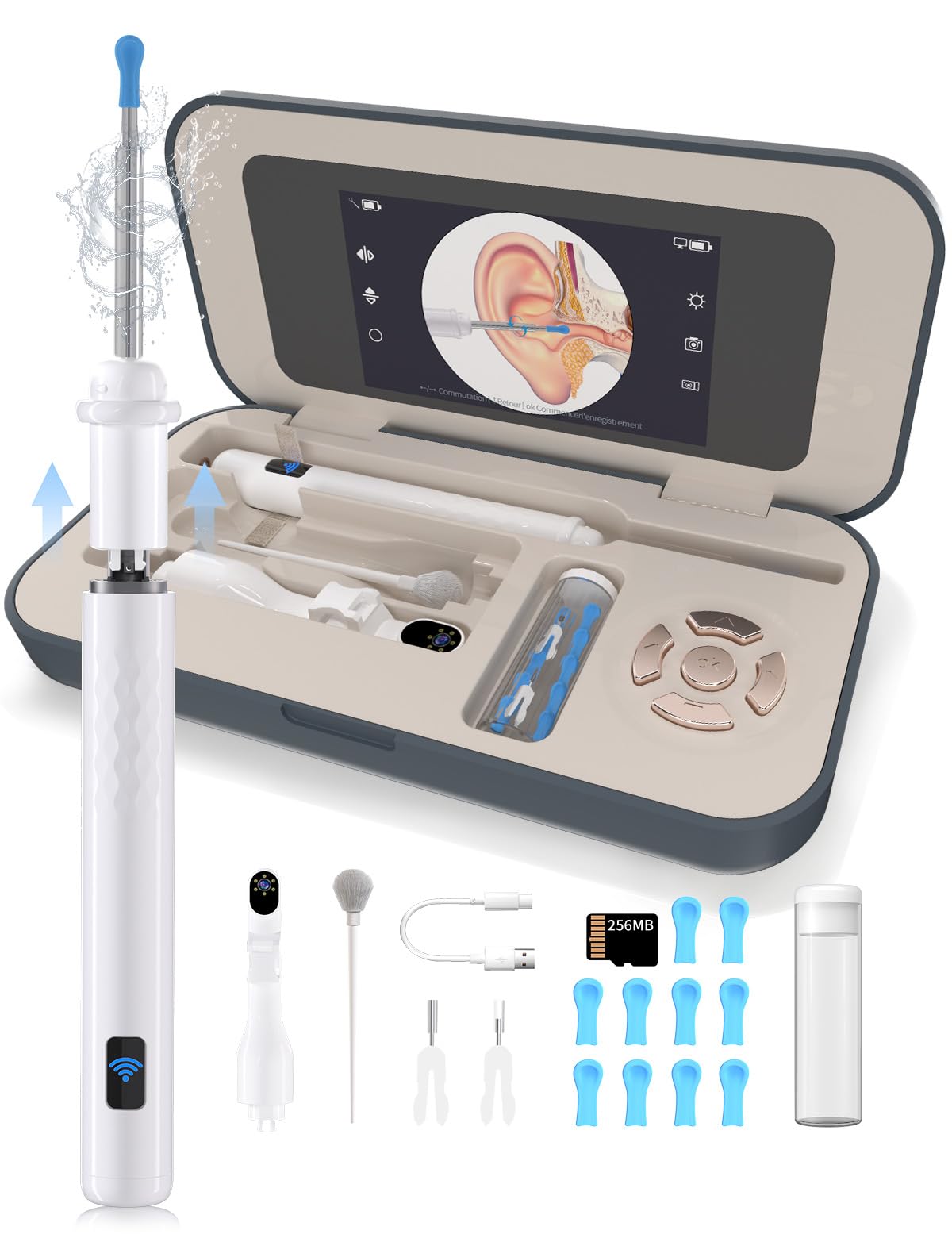 Sofbunny A03 Ear Wax Removal Tool Camera with Screen, Ear Cleaner with 1080P HD Camera, 3 in 1 Ear Cleaning Tool with 10 Replacement Tips,Earwax