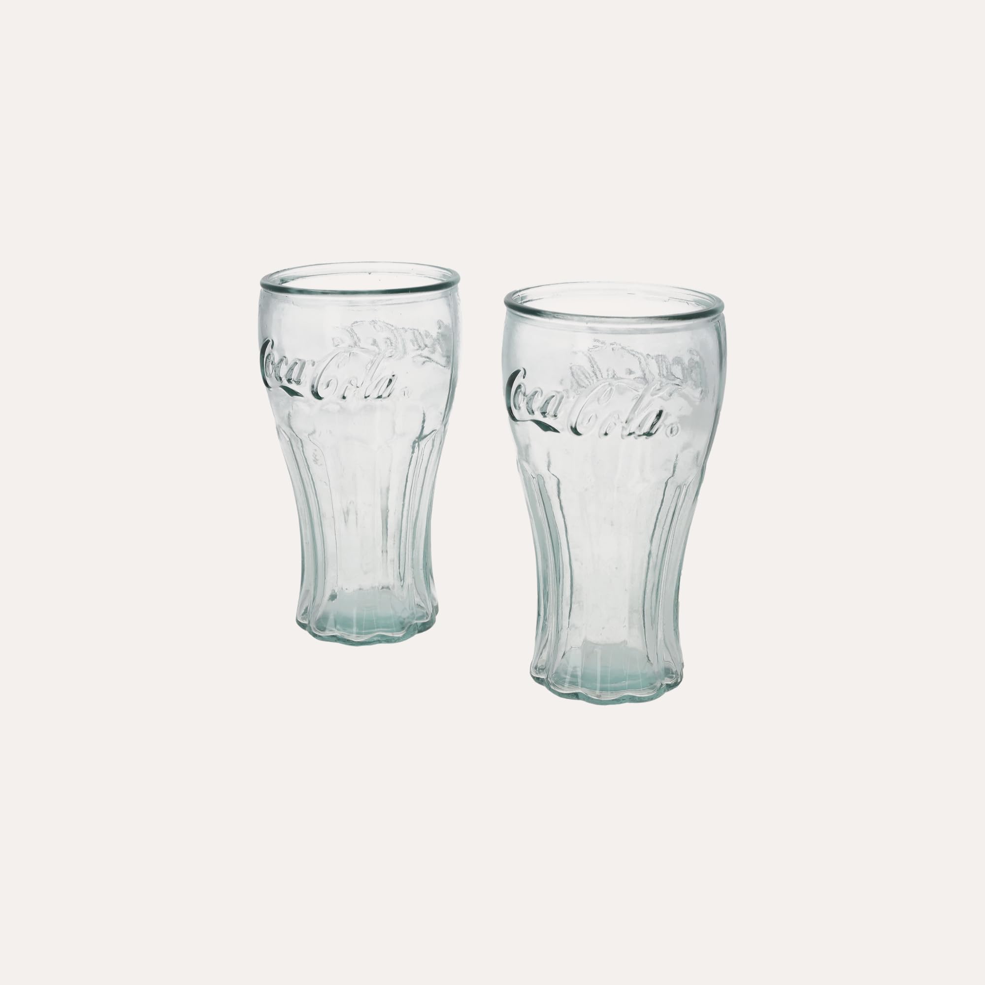 Keyhomestore │ Juego de 2 vasos Cola de cristal reciclado transparente, 16 x 9 cm, ideales para uso diario, resistente, vidrio reciclado y fácil de limpiar