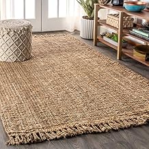 JONATHAN Y Handwoven Jute Fringe Natural Indoor Area Rug, 5x8, Pata, Bohemian, Rustic, Cottage, Easy-Cleaning for Living Room, Bedroom, Kitchen, Non-Shedding NRF103A-5