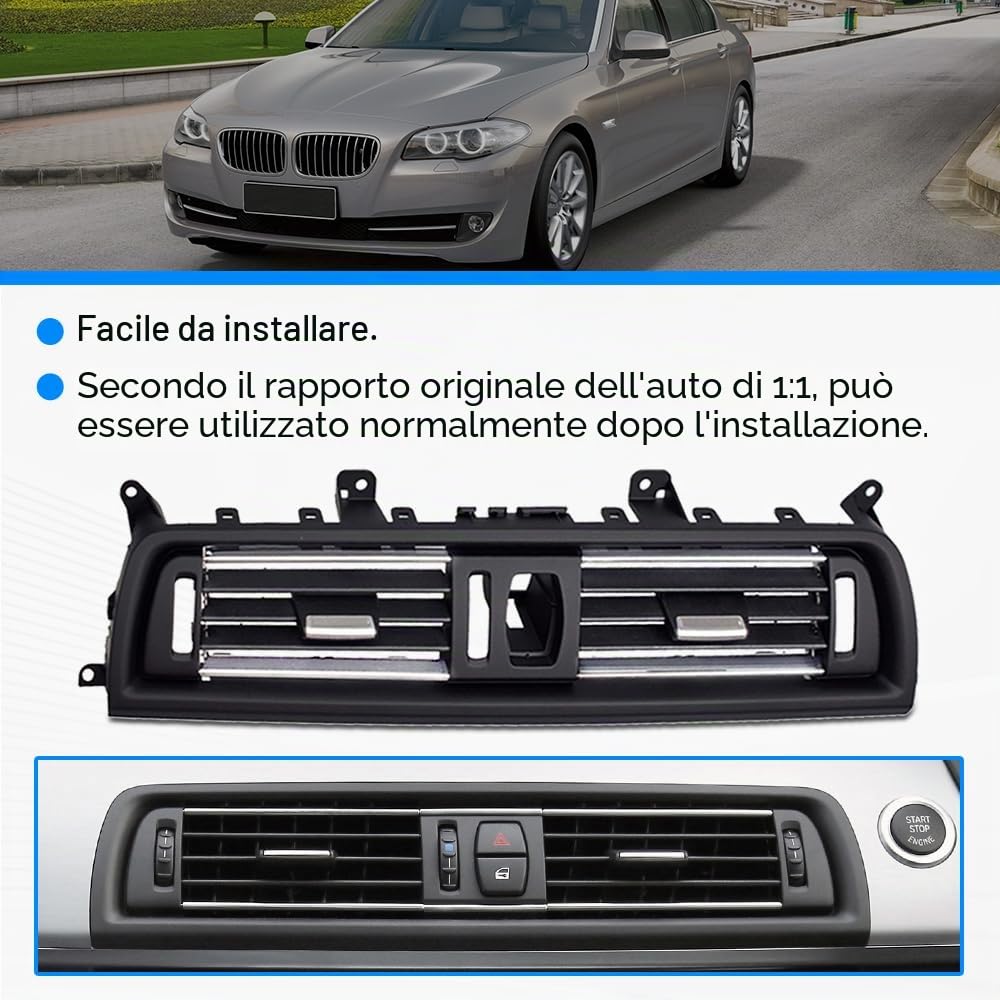 Griglia di ventilazione per climatizzatore - Griglia di areazione per aria fresca - Deflettore d'aria - Copertura per griglia per F10 F11 5 serie 520 523 525 528 530 535 550 2010-2016 (anteriore)
