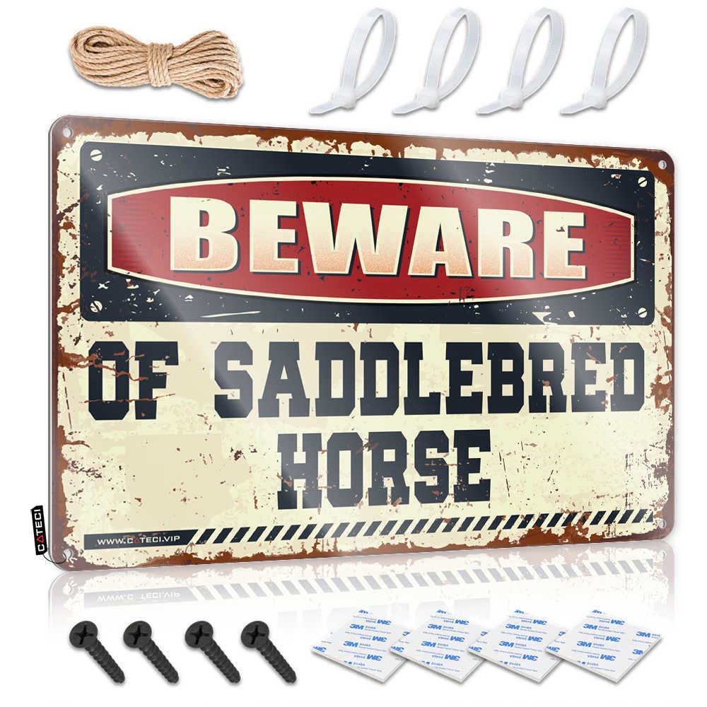 STWNVOITV Funny Signs For Bedroom Beware Of Saddlebred Horse Sign Tinsign Decor Funny Metal Signs Decor(30X40CM)