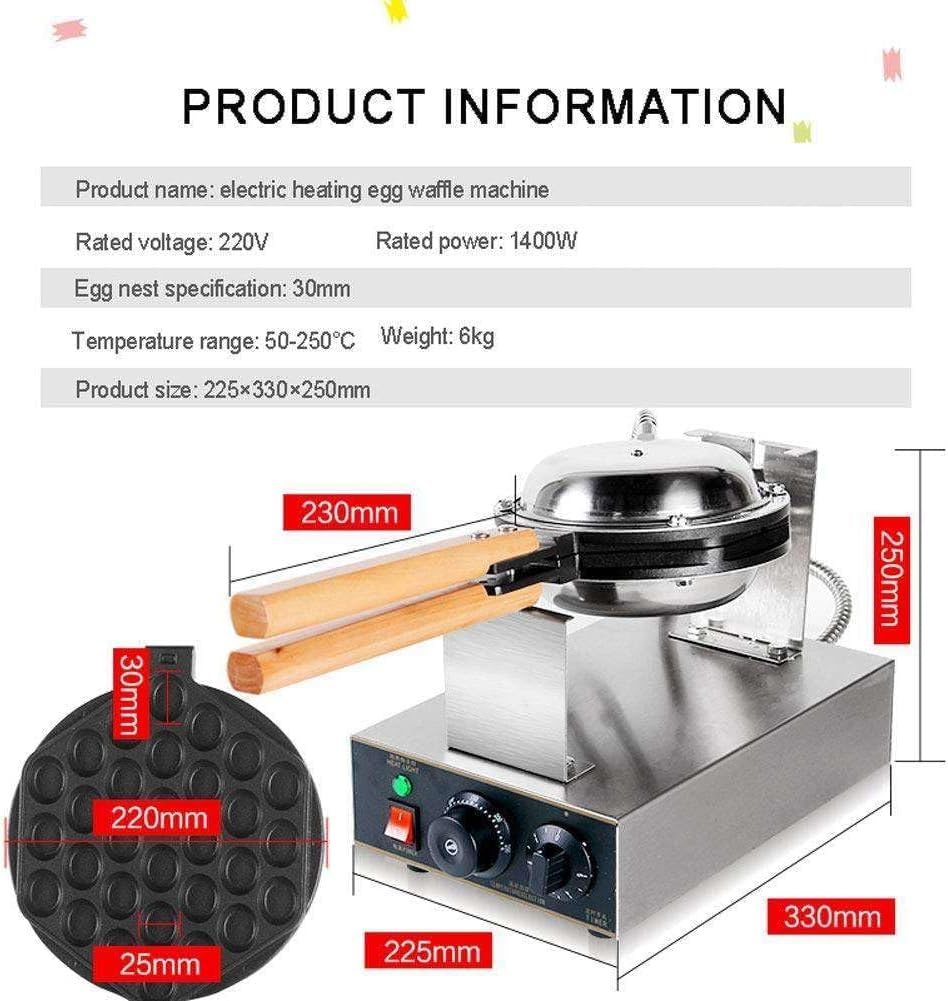 Gaufrier à bulles, 1300 W, antiadhésif, commercial, gaufrier à bulles, moule rotatif à 180°, température réglable de 50 à 250 ℃, pour restaurants, maison, cuisines