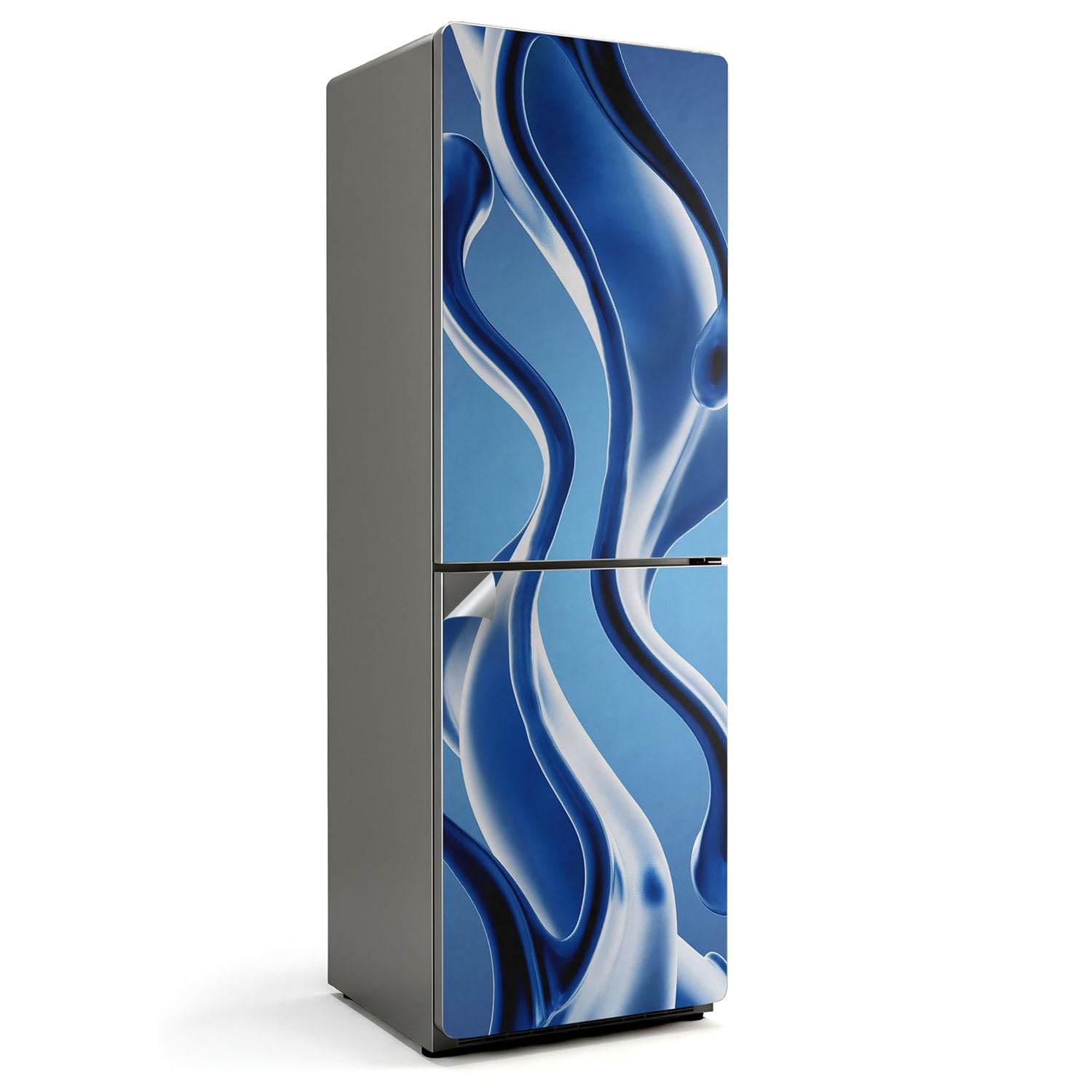 Décalcomanie sticker couvrant entièrement frigo 60x190 vagues fluides