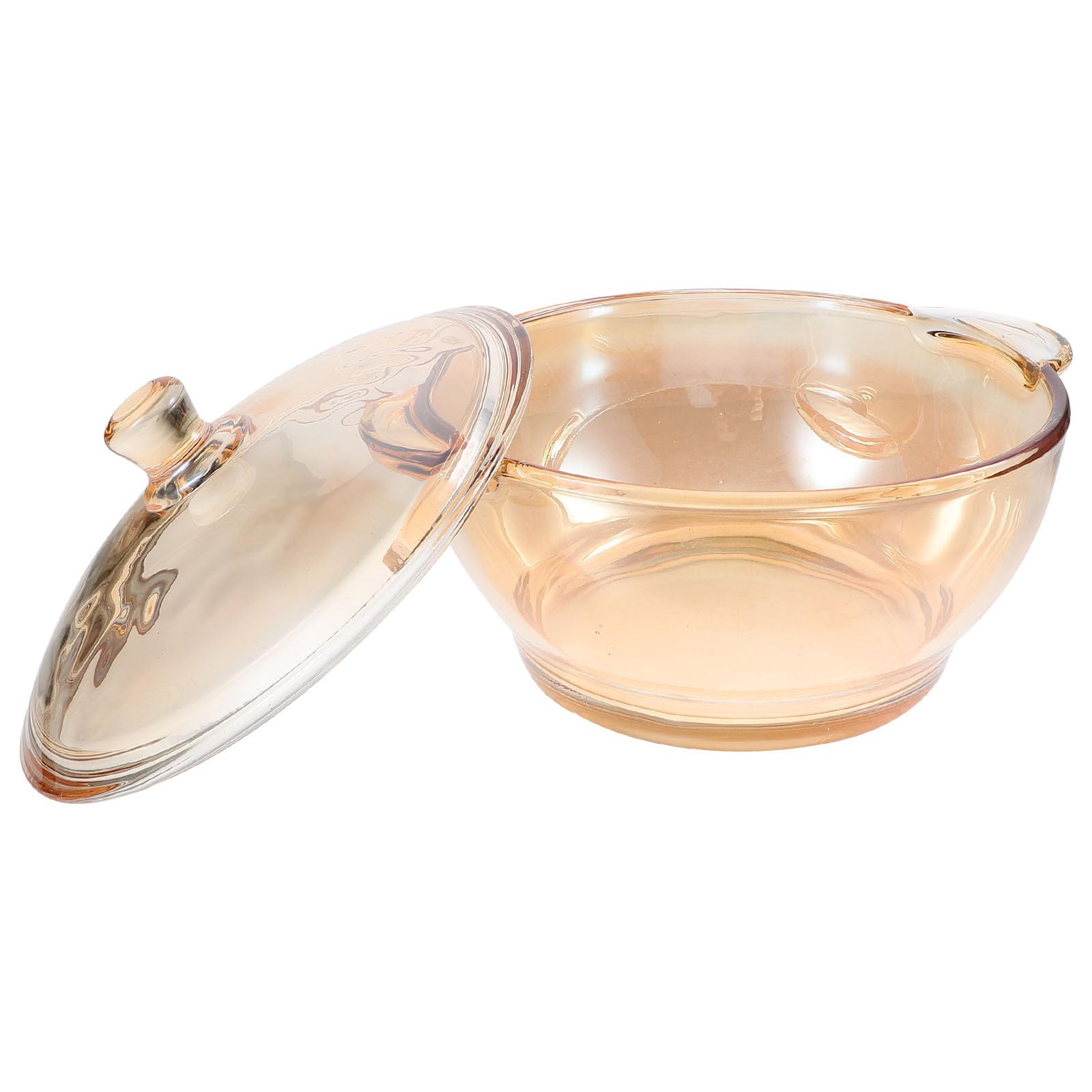 Soupière en verre doré 1000ml à doubles poignées pour micro-ondes et repas