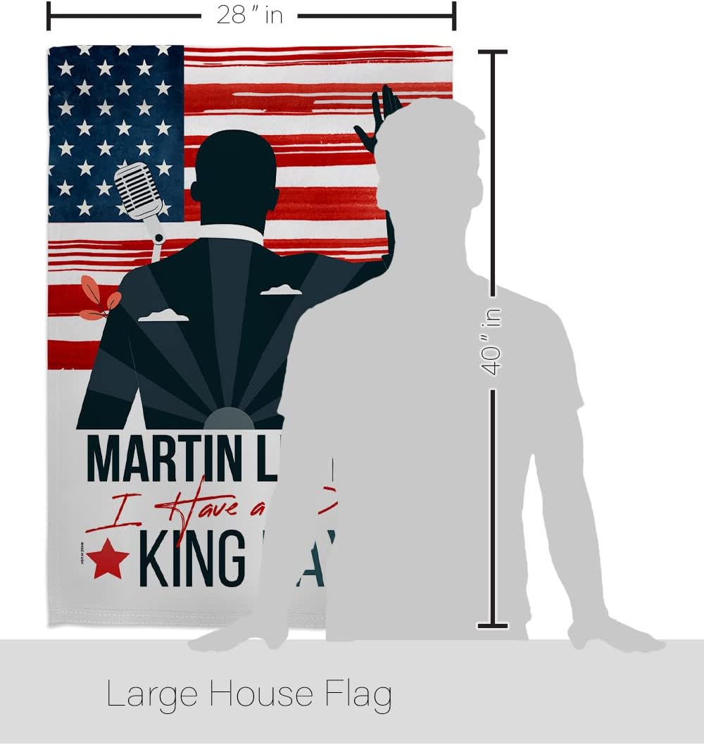 Martin Luther King Day House Flag - Pack Patriotic MLK Civil Right Stars United State American USA Embroidery - Decoration Banner Small Garden Yard Gift Double-Sided Made In 28 X 40