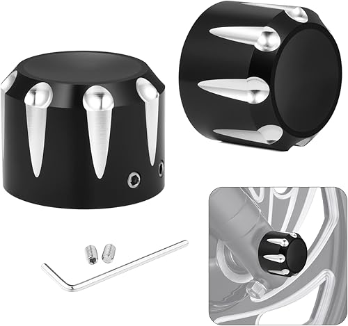ANONEMOTO Tapa de tuerca de eje delantero negra cubierta de tuerca de horquilla delantera compatible con Harley Davidson 2002-2023 Softail Dyna Iron