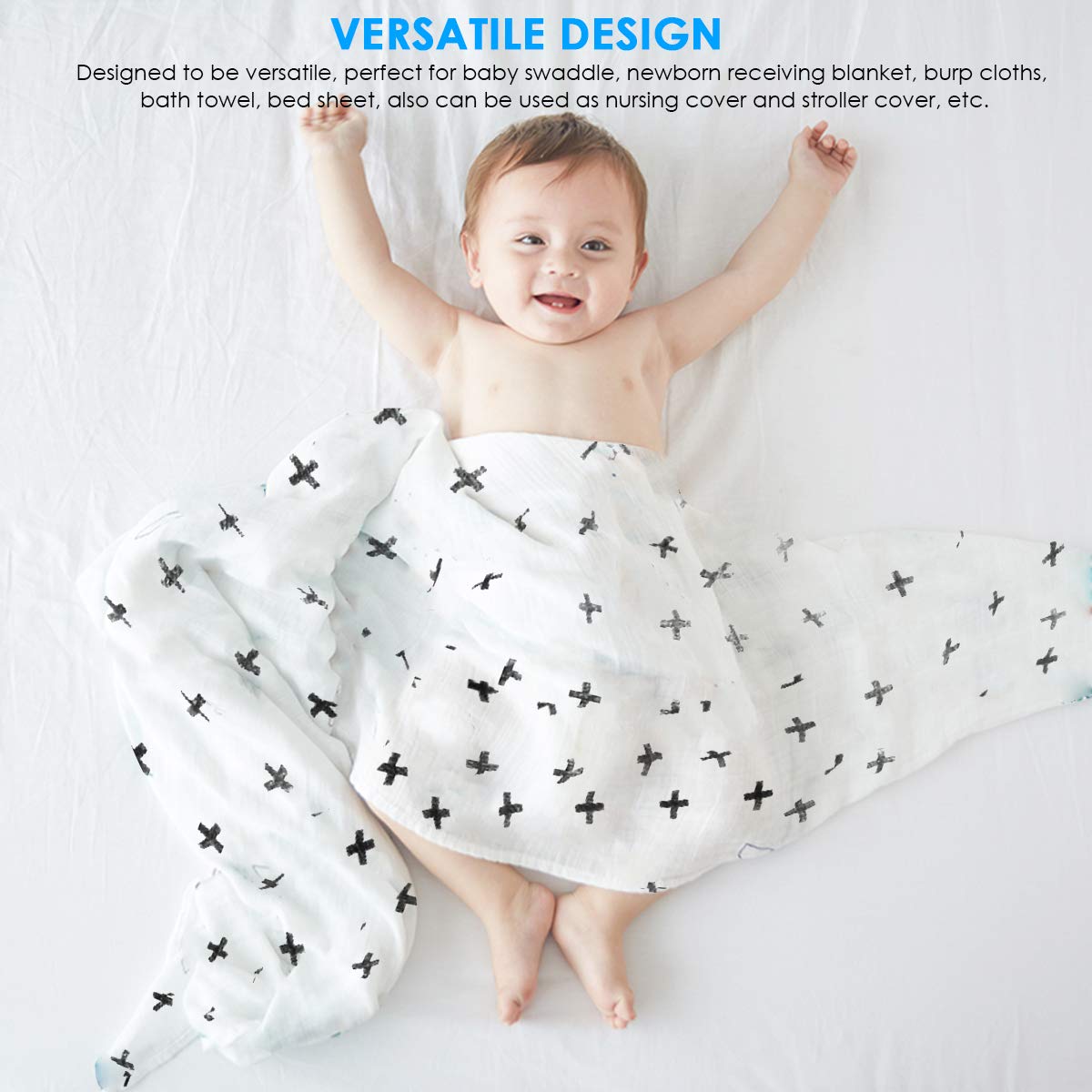 pz/Lotto Mussola Bambino Swaddle Coperte Neonato Ricezione Coperte Avvolgere per Ragazzi Ragazze 47 x 47 Pollici