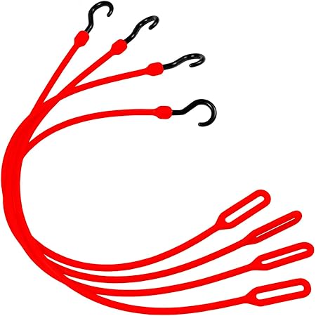 The Perfect Bungee 18-inch E-Cord - Flexible Stretch Cord With Nylon Hooks, Black