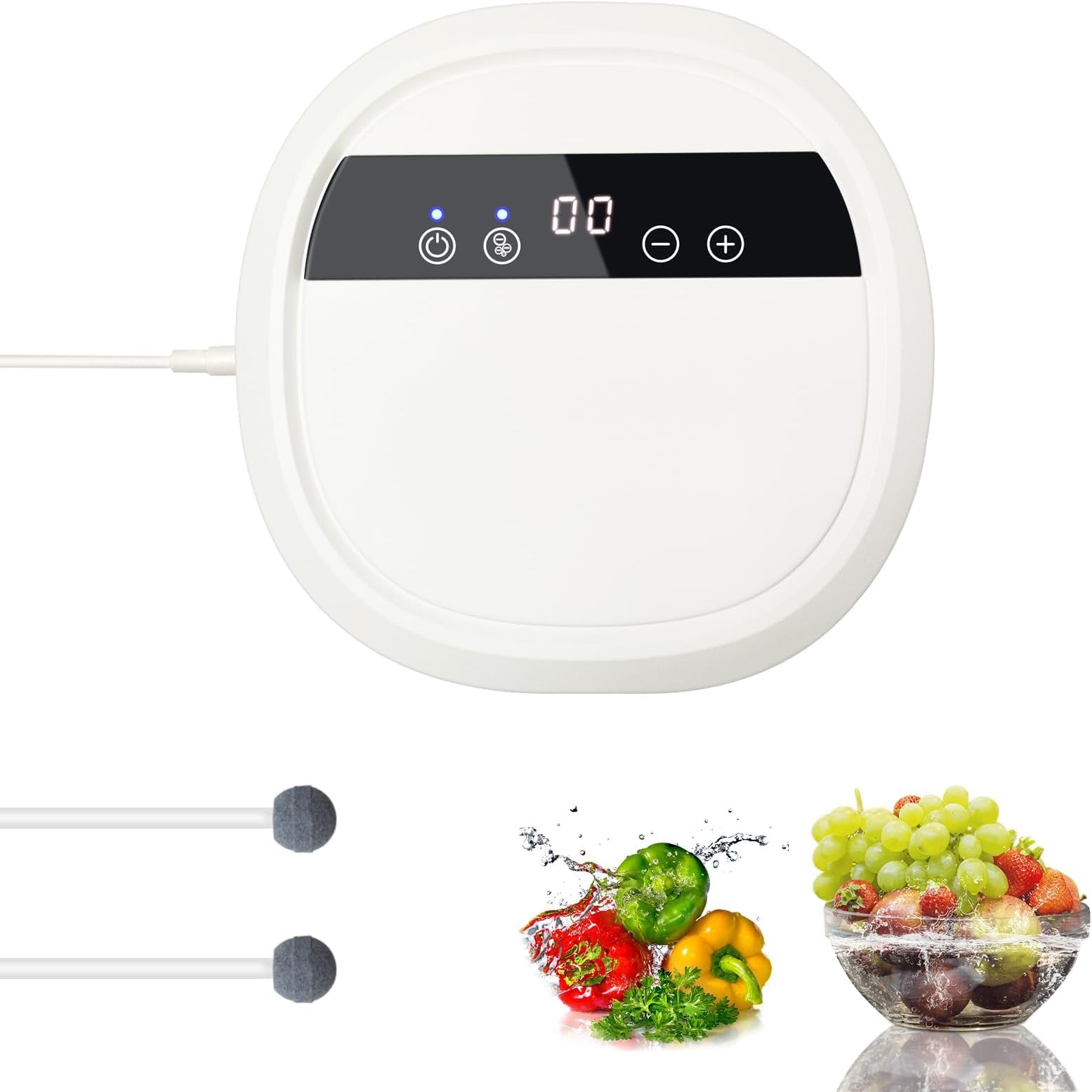 Ozone Generator for Water, Air Purifier Household Negative Ion Purifier, Multipurpose Fruit and Vegetable Meat Cleaning Ozone Machine, Remove Odor for Home and Car, with 12V Converter, 600mg/h