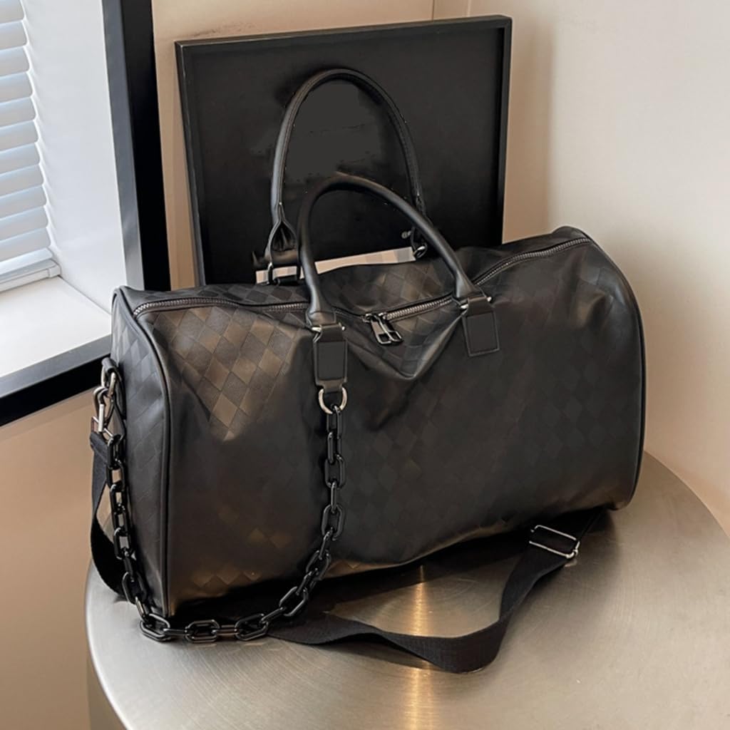Gym Bag Large Capacity Travel Bag Fashionable Fitness Bag PU Leather Overnight Bag Weekends Bag Hospital Bag for Daily