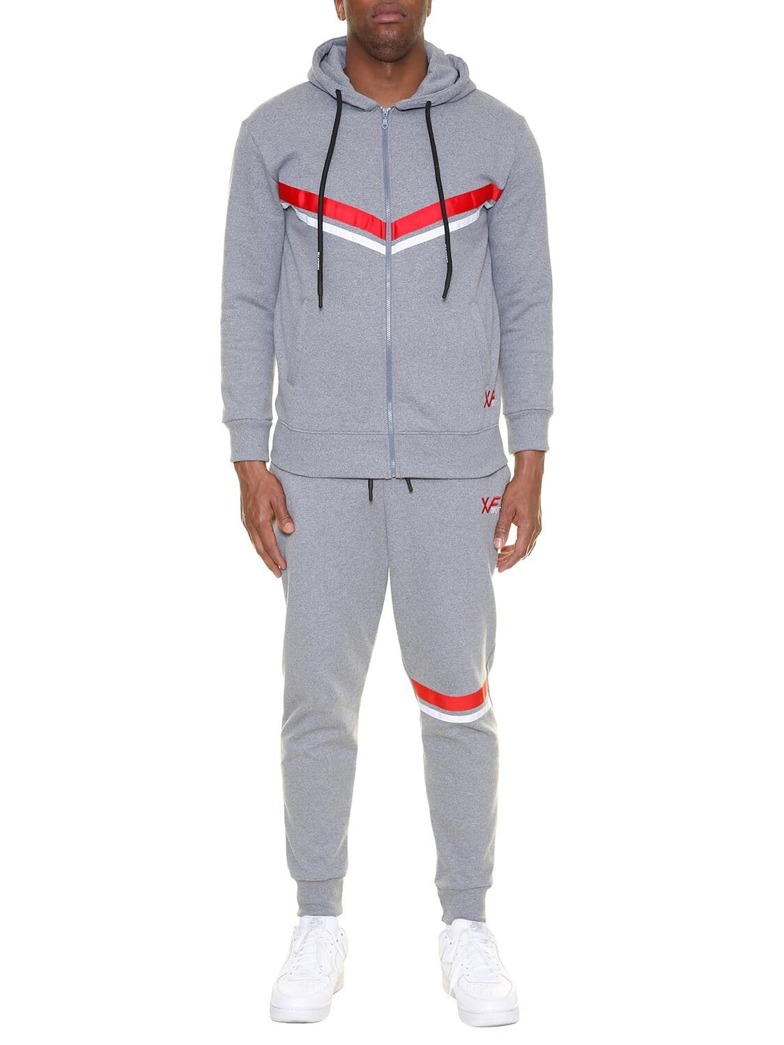Tuta da ginnastica completo sportivo da uomo taglie forti (IT, Testo, 6XL, GRIGIO MELANGE)